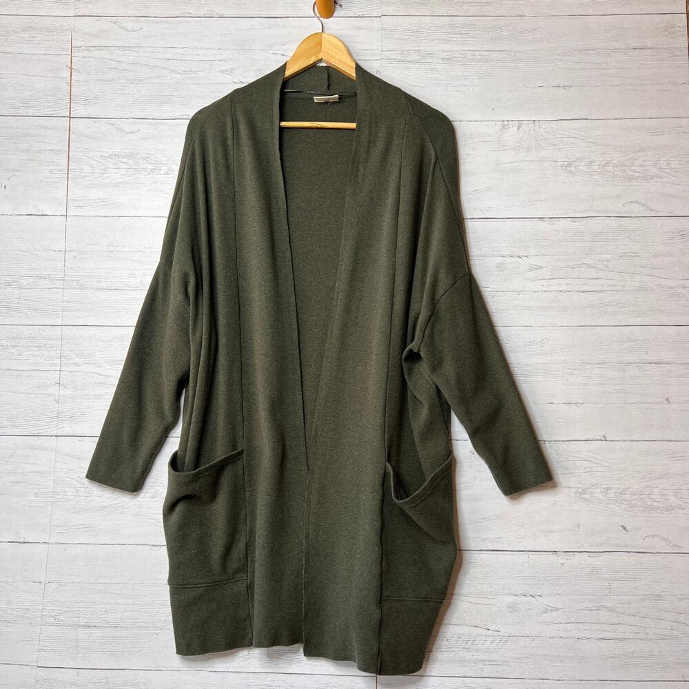 Pact Cardigan Womens Size M/L Dark Olive Green 100% Organic Cotton Pockets